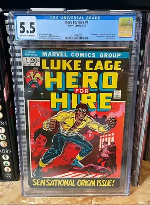 Buy Hero For Hire #1 🔑🔑  - CGC 5.5 - 1972 Marvel Key 1st Luke Cage • 490£