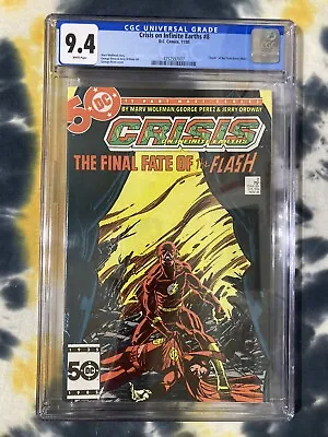 Buy CRISIS ON INFINITE EARTHS #8 (1985) DC Comics / CGC 9.4 / Death Of Flash • 79.91£