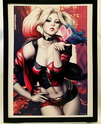 Buy Harley Quinn By Stanley Artgerm Lau FRAMED 12x16 Art Print DC Comics Poster • 47.65£