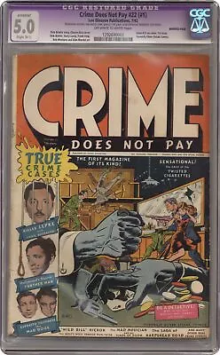 Buy Crime Does Not Pay #22 CGC 5.0 RESTORED 1942 1292690003 • 1,801.01£