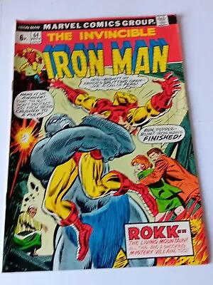 Buy The Invincible IRON MAN 64 Nov 1973. Marvel Comics. ROKK -- THE LIVING MOUNTAIN • 3.99£