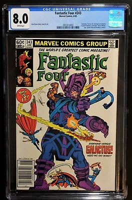 Buy Fantastic Four #243 Cgc (8.0) Wp * Newsstand Edition * Galactus Battle Cover!! • 71.16£