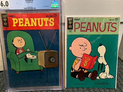 Buy Peanuts #1 Cgc 6.0 & #2 F+ Gold Key 1963  Charles Schultz Charlie Brown Snoopy • 377.36£