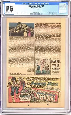 Buy Incredible Hulk (1962 Marvel 1st Series) 181 CGC PG 7th Wrap Only 4158453009 • 884.71£