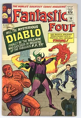 Buy Fantastic Four 30 (G-) KIRBY Thing Human Torch 1st DIABLO 1964 Marvel Comic Y529 • 23.98£