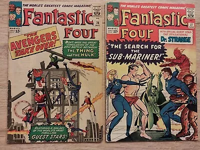 Buy 1964 Fantastic Four #26 #27 Marvel Comic Hulk Avengers Dr. Strange Mid Low Grade • 238.50£