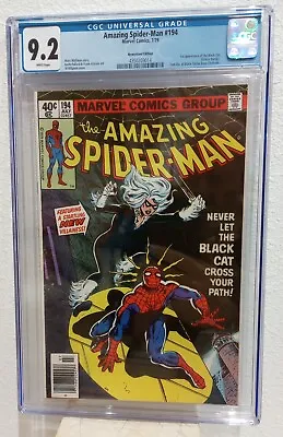 Buy Amazing Spiderman #194 (1979) CGC 9.2 1st BLACK CAT  Newsstand Variant  White Pg • 394.47£