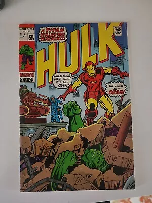 Buy Incredible Hulk #131 UK Price Variant Iron Man 1st Jim Wilson! Marvel 1970 • 18.37£