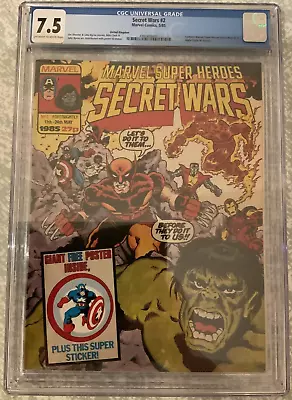 Buy Only One In The World Uk Secret Wars #2 Cgc 7.5 1985 Free Gifts Included Ow-wp • 95£