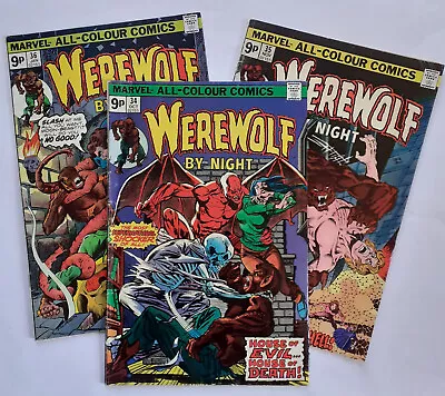 Buy     3 ISSUES Of WEREWOLF BY NIGHT #34 #35 #36 UK MARVEL 1975 • 10£