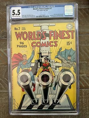 Buy 1942 D.C. Comics World's Finest 7 CGC 5.5. 1st Green Arrow Batman Superman Cover • 1,998.79£