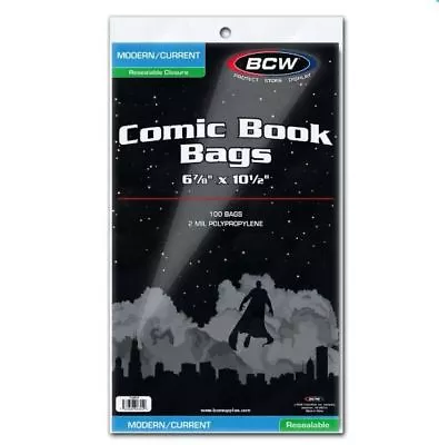 Buy (100) BCW Current Modern Size Resealable Comic Book Bags Acid Free • 7.64£