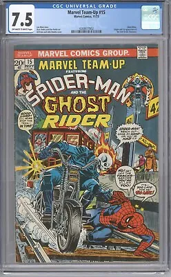 Buy MARVEL TEAM-UP #15 ~ Early GHOST RIDER Appearance 1973 ~ CGC 7.5 • 87.58£