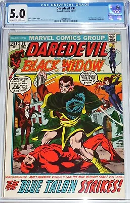Buy Daredevil #92 CGC 5.0 1st  Black Widow  In Logo. Black Panther Appearance  • 60.87£