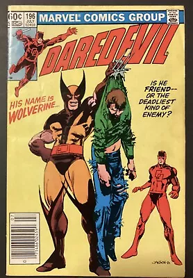 Buy Daredevil 196, 1983. Newsstand. DD First Meets Wolverine Art By Klaus Janson. VF • 40.18£