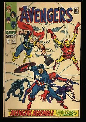 Buy Avengers #58 VG+ 4.5 2nd Appearance Vision! Ultron/Vision Origin! Marvel 1968 • 27.61£