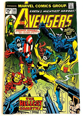 Buy AVENGERS #144  KEY  1st APP OF HELLCAT  1976  MARVEL STAMP INTACT! Free Shipping • 32.16£