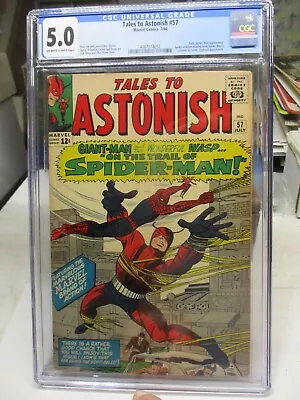 Buy Tales To Astonish #57 CGC 5.0 VG-FN  July, 1964 Spider-Man Off-White To White • 197.89£
