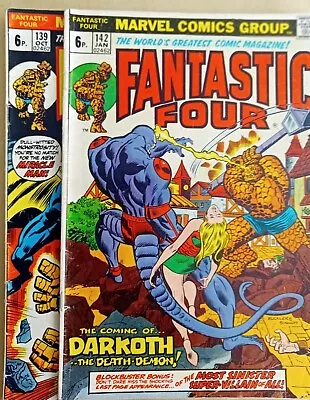 Buy Fantastic Four #'s 139, 142 GD/VG (3.0) - Marvel 1973/74 - UK Pence Copies • 5.99£