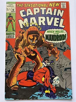 Buy CAPTAIN MARVEL #18 Carol Danvers Marvel Comics 1969 UK Price VF+/NM- • 44.95£
