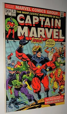 Buy Captain Marvel #31 Starlin Classic Awesome Cover Thanos Avengers Drax Nm 9.4 • 98.52£