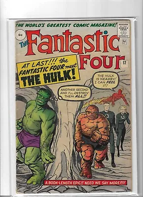 Buy Fantastic Four # 12 Very Good Plus [Hulk Vs Thing] Pence Copy • 1,450£