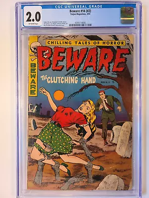 Buy Beware # 14 ( # 2 ) Trojan Mag 1953 Cgc 2.0 Classic Roy Krenkel Graveyard Cover • 272.76£
