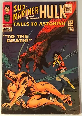 Buy Tales To Astonish 80 Fine 1966 Marvel  Sub-Mariner Hulk Stan Lee Gene Colan • 16.08£
