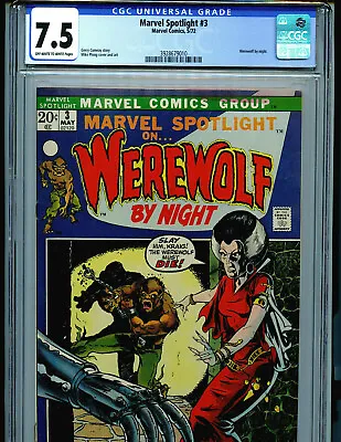 Buy Marvel Spotlight Werewolf By Night 3 CGC 7.0 2nd Werewolf Amricons 1972  K13 • 316.62£