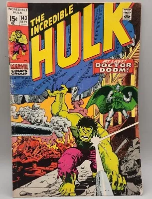 Buy Incredible Hulk #143 1971 Marvel Doctor Doom • 11.99£