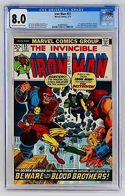 Buy Iron Man #55 CGC 8.0 O-W To White Pages First Thanos Drax Starfox Appearance 1st • 719.56£