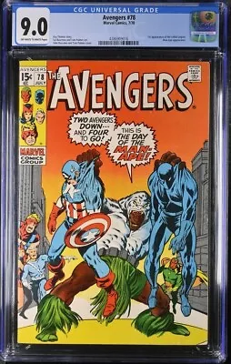 Buy Avengers 78 CGC 9.0 1st Appearance Lethal Legion Buscema & Palmer Cover 1970 • 92.42£
