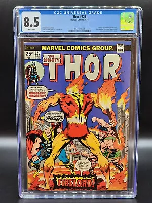 Buy THOR #225 CGC 8.5 1st App Of Firelord! WHITE PAGES! • 154.63£