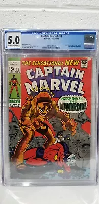 Buy 1969 Marvel Comics Captain Marvel #18 5.0 CGC Carol Danvers Gains Powers • 39.75£