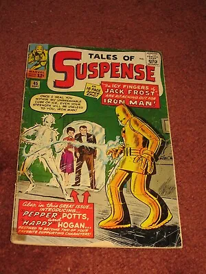 Buy Tales Of Suspense #45 GD/FR, 1963, 1st App. Happy Hogan, Pepper Potts ~Restapled • 150.44£