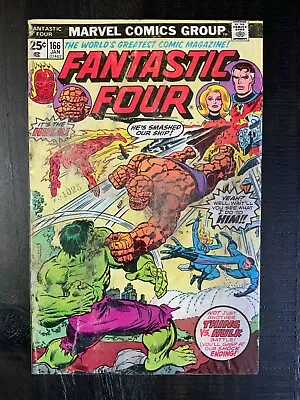 Buy Fantastic Four #166 GD/VG Bronze Age Comic Featuring The Hulk MVS Intact! • 1.58£