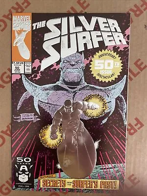 Buy Silver Surfer #50 - Embossed Silver Foil Cover - First Print - Marvel Comics NM • 14.99£
