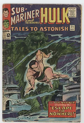 Buy Tales To Astonish 71 Marvel 1965 VG Namor Sub-Mariner Hulk Leader Jack Kirby • 10.25£