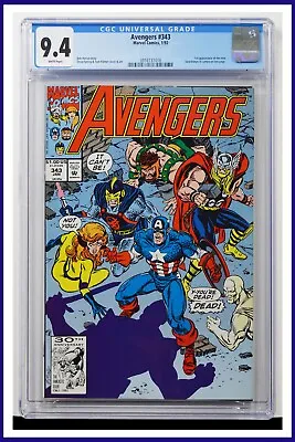 Buy Avengers #343 CGC Graded 9.4 Marvel January 1992 White Pages Comic Book. • 62.73£