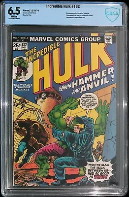 Buy Incredible Hulk #182 Vol 2 *2nd App Wolverine, 1st App Hammer & Anvil* CBCS 6.5 • 202.21£