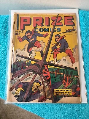 Buy Prize Comics #31,1943 Frankenstein CGC 🇺🇸WWII Invasion CVR Yank&Doodle • 200.15£