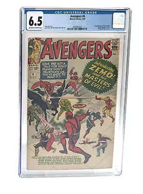 Buy Avengers #6 CGC 6.5 Kirby/Stan Lee, 1964 KEY 1st App Baron Zemo& Masters Of Evil • 73£