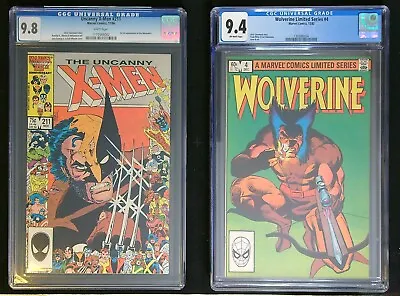 Buy Wolverine #4 Limited Series 1982 CGC 9.4 White Pages & Uncanny X-Men 211 CGC 9.8 • 173.51£