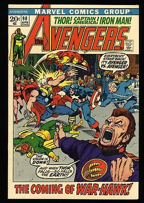 Buy Avengers #98 NM 9.4 Captain America! Thor! Iron Man! War-Hawk! Marvel 1972 • 55.34£