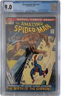 Buy Amazing Spider-Man #110 CGC 9.0 1st Appearance Of Gibbon • 177.82£