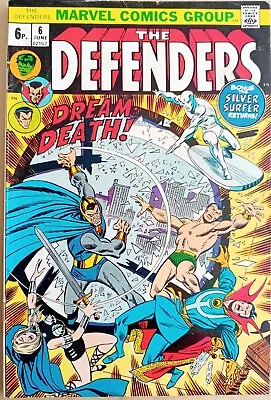 Buy Defenders #6 VG/FN (5.0) - Marvel 1973 - 6p UK Price Variant - Silver Surfer App • 7.50£