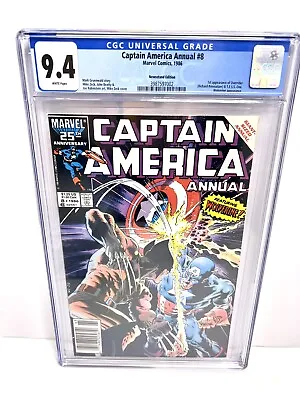 Buy Captain America Annual #8 CGC 9.4 Newsstand Wolverine Battle Marvel Comics 1986 • 149.33£