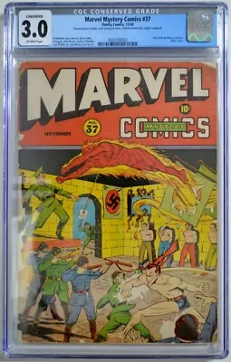 Buy MARVEL MYSTERY COMICS #37 CGC 3.0 Timely 1942 S By Mickey Spillane Hitler Cover • 955.98£