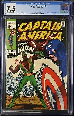 Buy Captain America #117 CGC VF- 7.5 1st Appearance Falcon! Stan Lee! Marvel 1969 • 350.99£