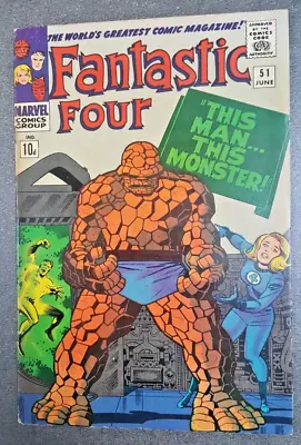 Buy FANTASTIC FOUR #51 ( Marvel 1966) Classic Issue  KIRBY Art FN 6.0 • 85£